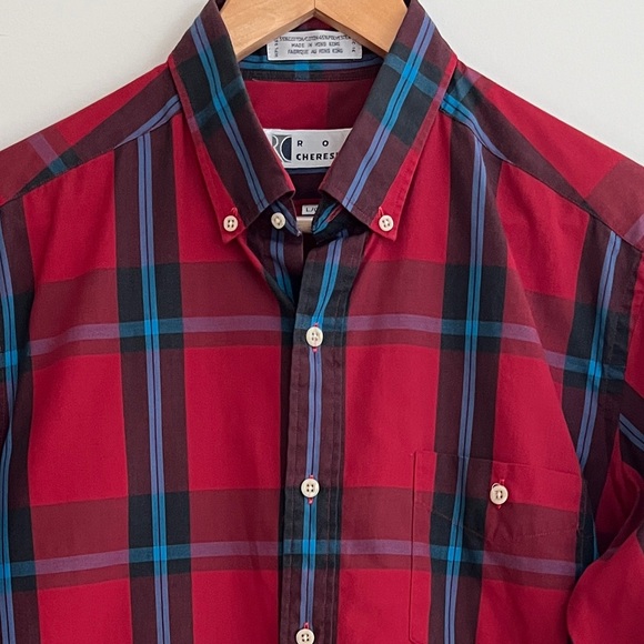 VINTAGE Ron Chereskin Plaid Long Sleeve Button Front Casual Shirt Made Hong Kong - Picture 6 of 13